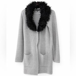 BLACK RIVET SMALL GRAY JACKET WITH FAUX BLACK FUR